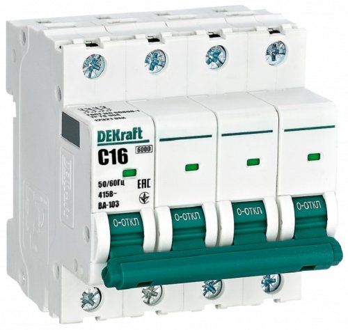 Выключатель автоматический DEKraft ВА-103 4п 16А C 6кА картинка